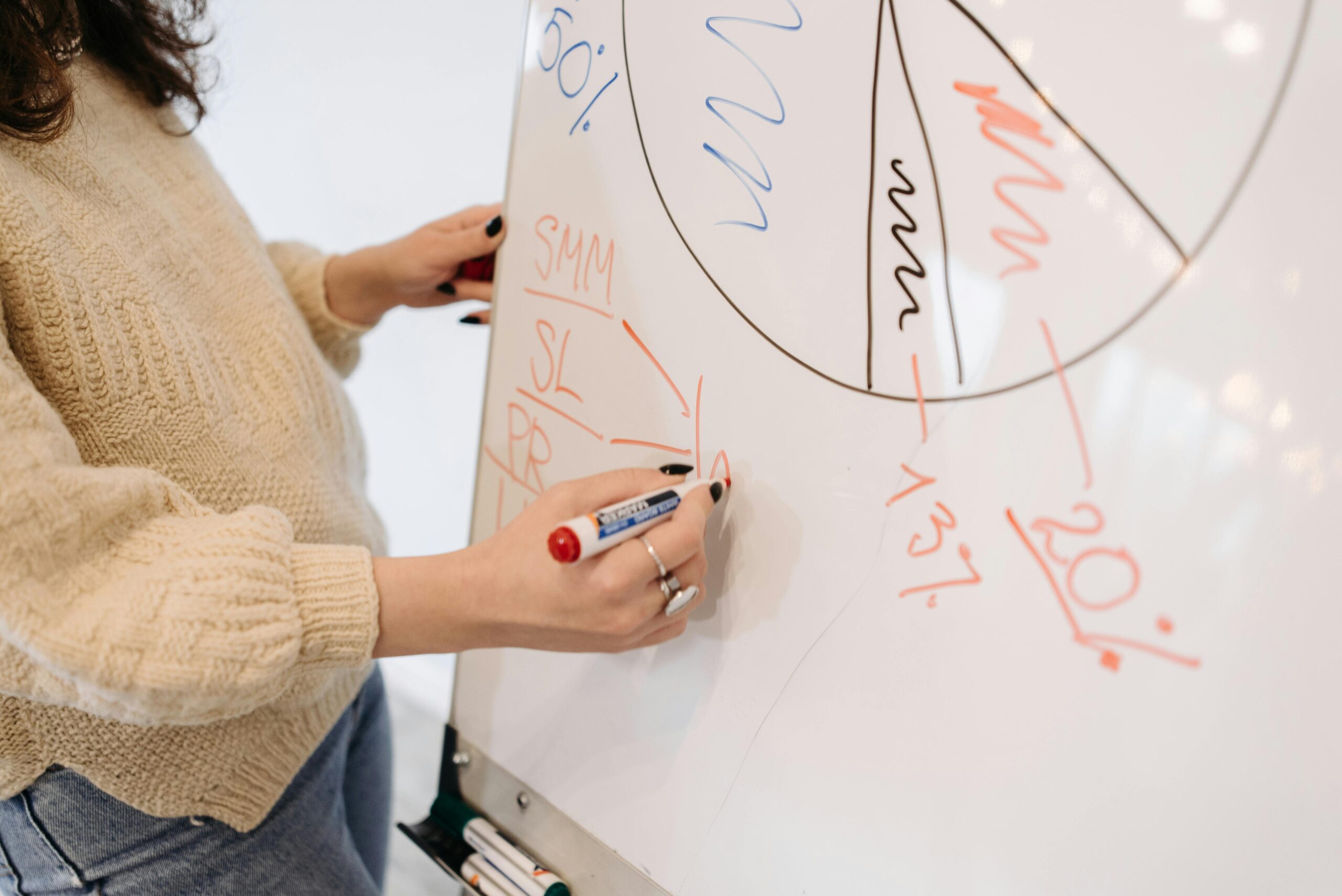 A Person in Knitted Sweater Writing on a Whiteboard (https://www.pexels.com/photo/a-person-in-knitted-sweater-writing-on-a-whiteboard-6340674/)
